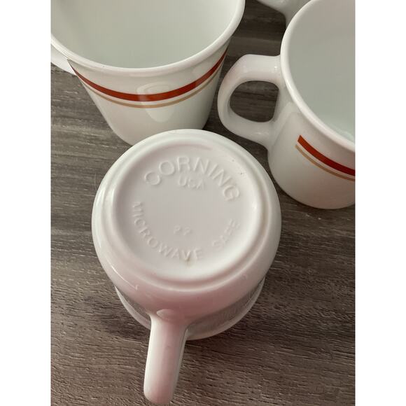 Vintage Corning Ware White 2 Tone Stripe Cup Set of 6 47 - Picture 3 of 5